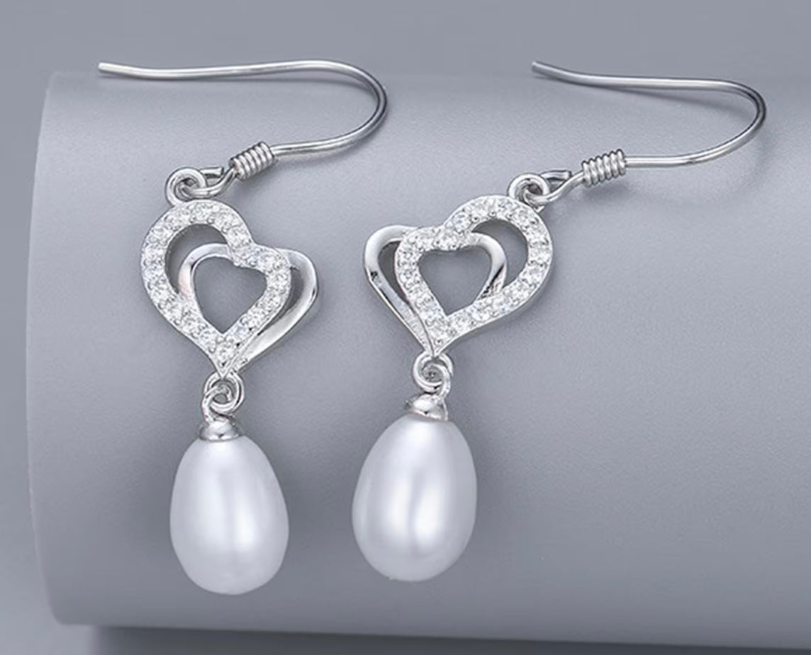 SSE 14 - Diamonte double heart earrings
