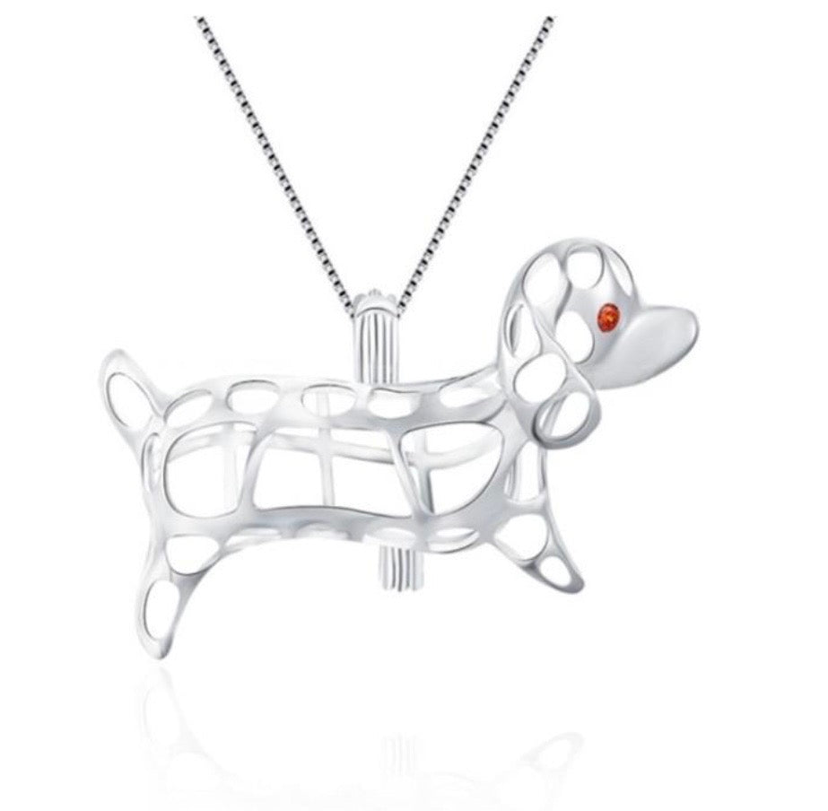 SSC 24 - The Sausage Dog Pearl cage pendant